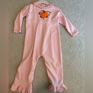 Squiggles by Charlie pink coverall with pumpkin detail size 12 months
